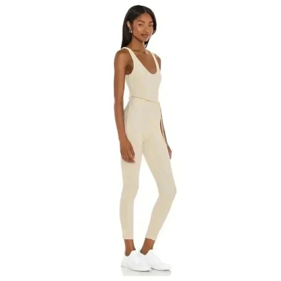 WeWoreWhat Scoop Jumpsuit Solid Rib Khaki - Picture 3 of 6